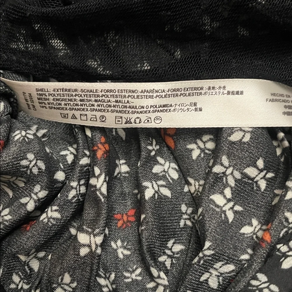 NWT Free people ladylike carbon combo floral black white long sleeve bodysuit M